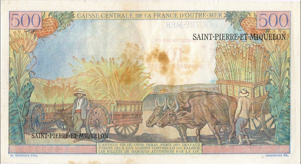 SAINT-PIERRE ET MIQUELON, billet 10 NF sur 500 Francs  1964 P.33