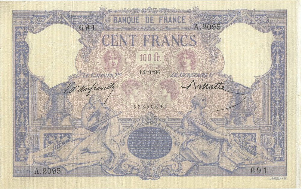 FRANCE, billet 100 Francs BLEU & ROSE 1896 F.21.9