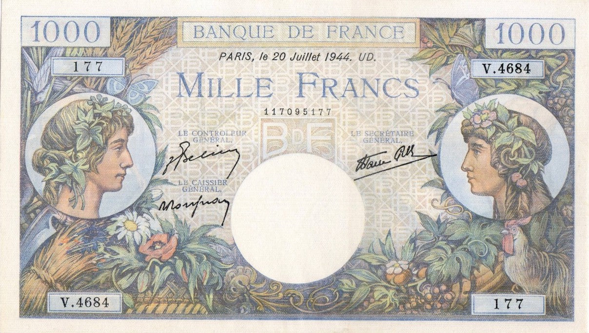 FRANCE, billet 1000 Francs Commerce & Industrie 1944 F.39.12