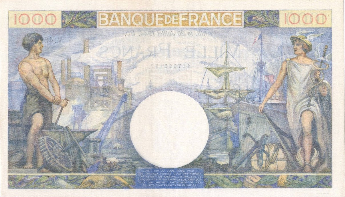 FRANCE, billet 1000 Francs Commerce & Industrie 1944 F.39.12