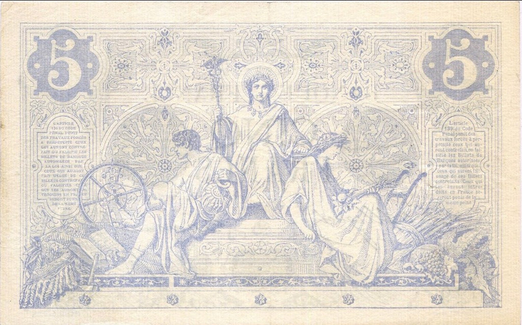 FRANCE, billet 5 Francs NOIR 1872 F.1.9