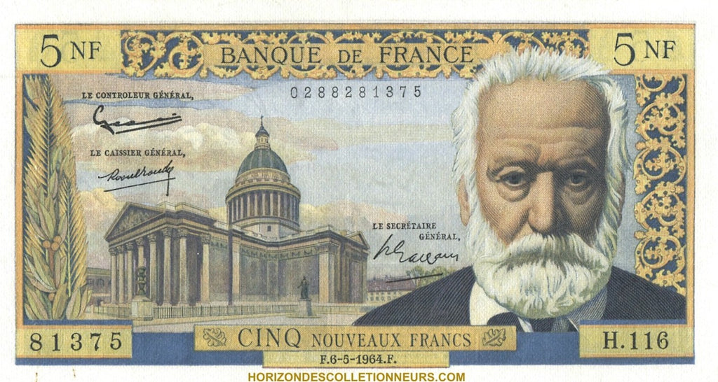 FRANCE, billet 5 Nouveaux Francs VICTOR HUGO 1964 F.56.15