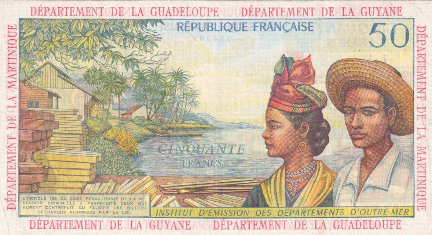 ANTILLES FRANÇAISES, billet 50 Francs 1964