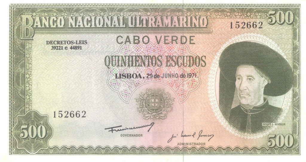 CAP-VERT, billet 500 Escudos 1971 P.53Aa