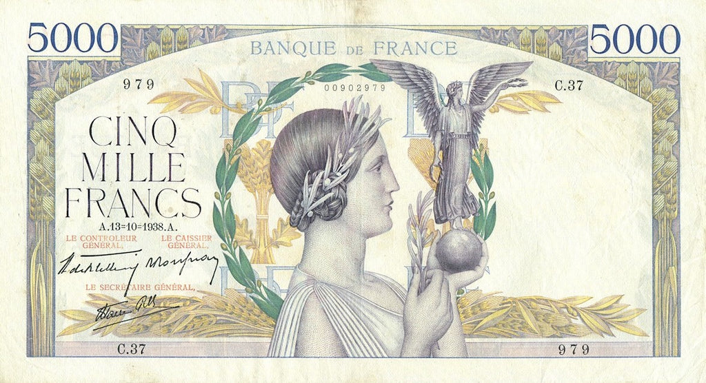 FRANCE, billet 5000 Francs VICTOIRE 1938 F.45.1